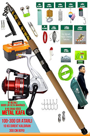 Profesyonel Olta Seti 300 Cm 100-300 gr Atarl Kamış - Metal Kafa 6000 10 Bilyalı Makina Takımı Seti
