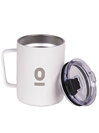 Paslanmaz Çelik Beyaz Metal Kupa 420 ml Vakum Kapaklı Isı Yalıtımlı No:90