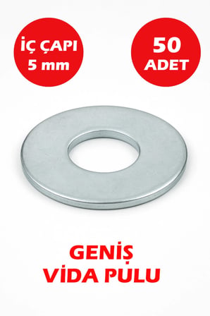 5mm Delikli Geniş Pul 50 Adet