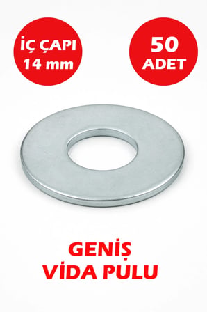 14mm Delikli Geniş Pul 50 Adet