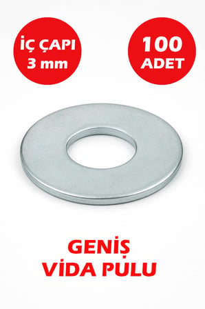 3 mm Delikli Geniş Pul 100 Adet