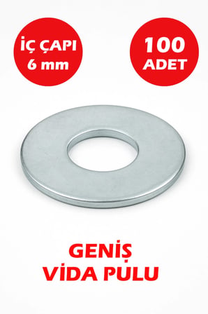 6mm Delikli Geniş Pul 100 Adet