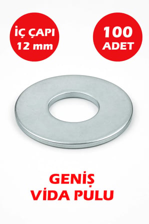 12mm Delikli Geniş Pul 100 Adet