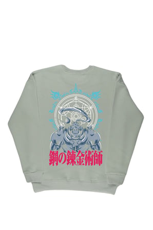 Lenithra Fullmetal Alchemist Brotherhood Alphonse Sırt Baskılı Unisex Oversize Sweatshirt Gri / M