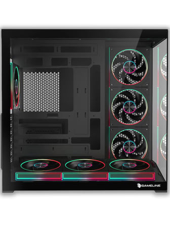 Gameline Leon V2 Grand Premium 7x ARGB PWM Fan Ultra Airflow ATX Gaming Bilgisayar Kasası Siyah