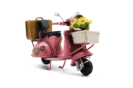 Dekoratif Metal Scooter Önü Sepetli
