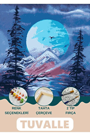 Mevsim Kış Sayılarla Boyama Seti, Hobi Seti, 40X50 Tablo, Fırça Boya Asma Aparatı Dahil, Karalama