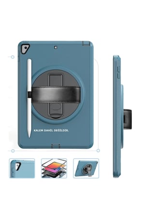 Ipad 10.2 (7.Nesil) Kılıf Hand Strap Tablet Kılıfı - Turkuaz