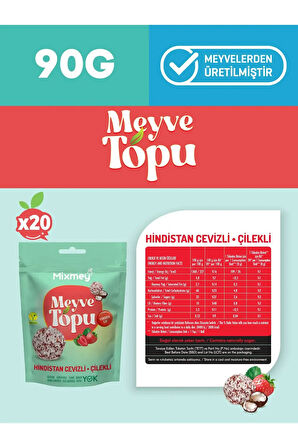 Hindistan Cevizi Kaplamalı Çilek Meyve Topu | Sağlıklı Atıştırmalık - 90gr X 20 Adet