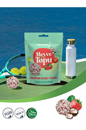 Hindistan Cevizi Kaplamalı Karma Çilek & Portakallı Meyve Topu | - 90gr X 20 Adet