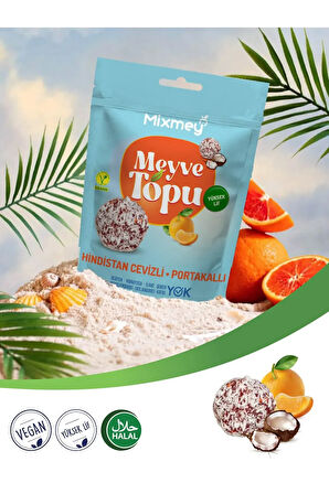Hindistan Cevizi Kaplamalı Portakallı Meyve Topu | Sağlıklı Atıştırmalık - 90gr X 20 Adet