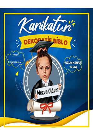 Okuldan Mezun Oldum İlkokul Ortaokul Lise Resim Birleştirme Ahşap Masaüstü Figür-Biblo Toplu Sipari