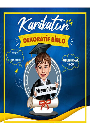 Resim Fotoğraf Baskılı Kız Erkek Okul Mezuniyet-3d Karikatür Biblo Mezun Oldum Temalı