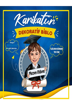 İlkokul Ortaokul Lise Okuldan Mezun Oldum Resim Birleştirme Ahşap Masaüstü Figür-Biblo Toplu Sip.