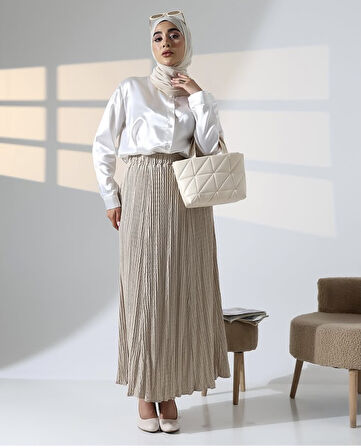 KADIN BELİ LASTİKLİ BEDENLİ MEVSİMLİK ETEK