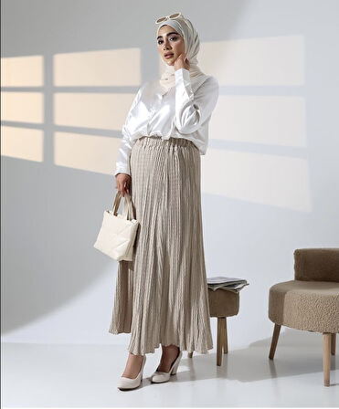 KADIN BELİ LASTİKLİ BEDENLİ MEVSİMLİK ETEK