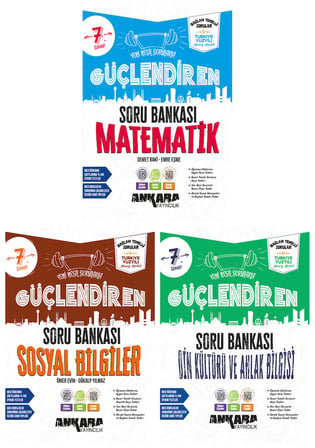 Ankara 2027 7. Sınıf Matematik + Sosyal Bilgiler + Din Kültürü Güçlendiren Soru Bankası Seti 3 Kitap Maarif Model