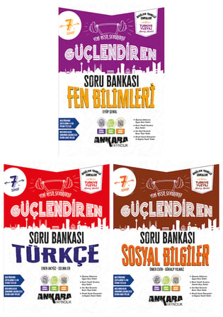Ankara 2027 7. Sınıf Fen Bilimleri + Türkçe + Sosyal Bilgiler Güçlendiren Soru Bankası Seti 3 Kitap Maarif Model