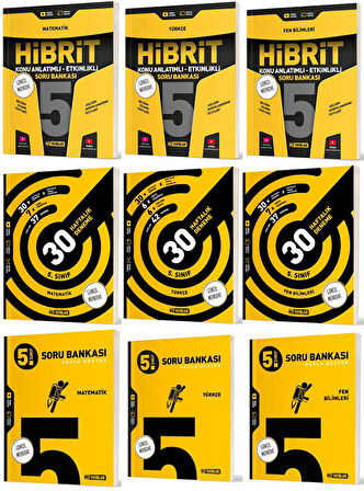 Hız 2025 5. Sınıf Matematik + Türkçe + Fen Bilimleri Haftalık Deneme + Hibrit + Soru Seti 9 Kitap