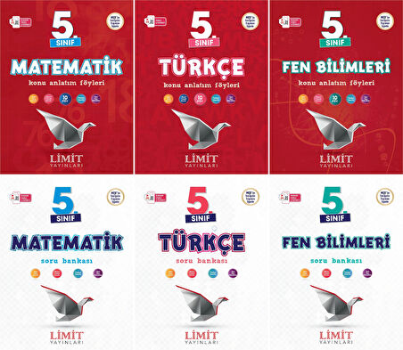 Limit 2025 5. Sınıf Matematik + Türkçe + Fen Konu Anlatım + Soru Seti 6 Kitap Güncel Müfredat