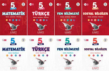 Limit 2025 5. Sınıf Matematik + Türkçe + Fen + Sosyal Konu Anlatım + Soru Seti 8 Kitap Güncel Müfredat