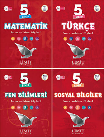 Limit 2025 5. Sınıf Matematik + Türkçe + Fen + Sosyal Konu Anlatım Seti 4 Kitap Güncel Müfredat
