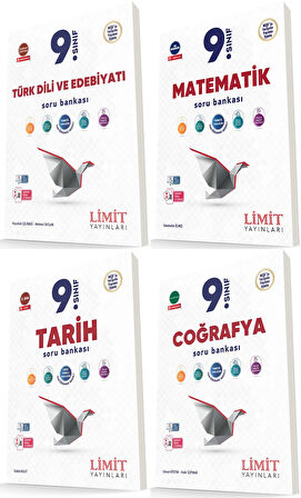 Limit 2025 9. Sınıf Matematik + Türk Dili + Tarih+ Coğrafya Soru Seti 4 Kitap Güncel Müfredat