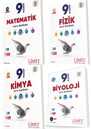 Limit 2025 9. Sınıf Matematik + Fizik + Kimya + Biyoloji Soru Seti 4 Kitap Güncel Müfredat