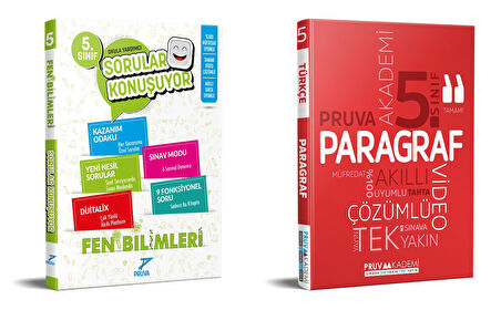 Pruva Akademi 2025 5. Sınıf Fen Bilimleri + Paragraf Sorular Konuşuyor Seti 2 Kitap Güncel Müfredat