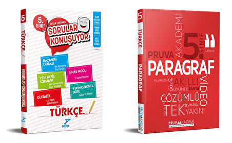 Pruva Akademi 2025 5. Sınıf Türkçe + Paragraf Sorular Konuşuyor Seti 2 Kitap Güncel Müfredat