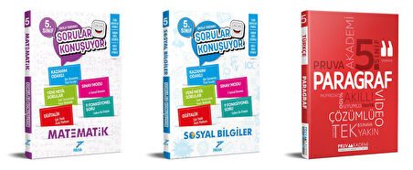 Pruva Akademi 2025 5. Sınıf Matematik + Sosyal Bilgiler + Paragraf Sorular Konuşuyor Seti 3 Kitap Güncel Müfredat