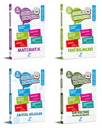 Pruva Akademi 2025 5. Sınıf Matematik + Fen Bilgisi + Sosyal + Din Kültürü Soru Seti 4 Kitap Güncel Müfredat