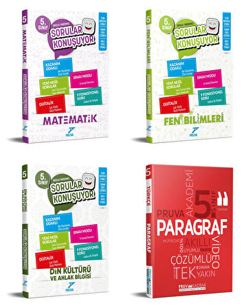 Pruva Akademi 2025 5. Sınıf Matematik + Fen Bilgisi + Din Kültürü + Paragraf Soru Seti 4 Kitap Güncel Müfredat
