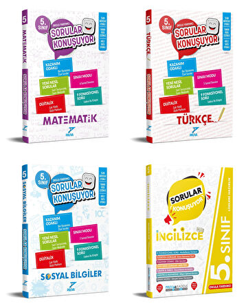 Pruva Akademi 2025 5. Sınıf Matematik + Türkçe + Sosyal + İngilizce Soru Seti 4 Kitap Güncel Müfredat