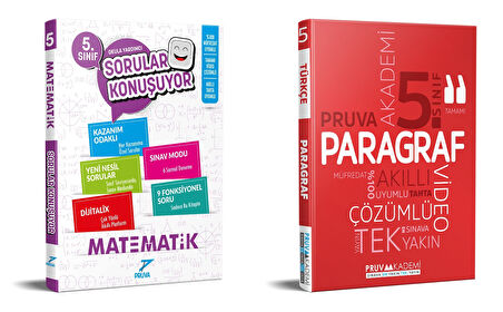 Pruva Akademi 2025 5. Sınıf Matematik + Paragraf Sorular Konuşuyor Seti 2 Kitap Güncel Müfredat
