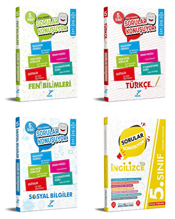 Pruva Akademi 2025 5. Sınıf Fen Bilimleri + Türkçe + Sosyal + İngilizce Soru Seti 4 Kitap Güncel Müfredat