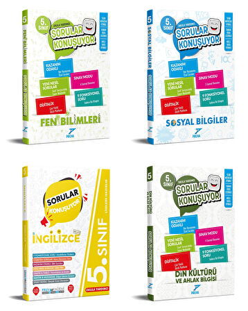 Pruva Akademi 2025 5. Sınıf Fen Bilimleri + Sosyal + İngilizce + Din Kültürü Soru Seti 4 Kitap Güncel Müfredat