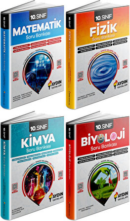 Aydın 2025 10. Sınıf Matematik + Fizik + Kimya + Biyoloji Konu Özetli Soru Seti 4 Kitap
