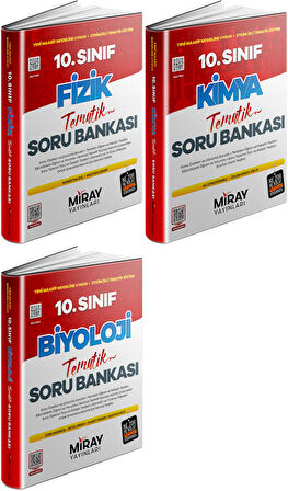 Miray 2026 10. Sınıf Fizik + Kimya + Biyoloji Tematik Soru Bankası Seti 3 Kitap