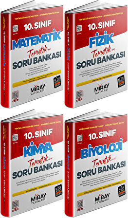 Miray 2026 10. Sınıf Matematik + Fizik + Kimya + Biyoloji Tematik Soru Seti 4 Kitap