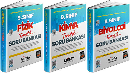 Miray 2025 9. Sınıf Fizik + Kimya + Biyoloji Tematik Soru Bankası Seti 3 Kitap