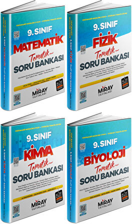 Miray 2025 9. Sınıf Matematik + Fizik + Kimya + Biyoloji Tematik Soru Seti 4 Kitap