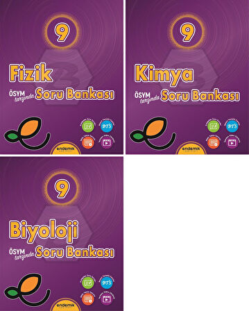 Endemik 2026 9. Sınıf Fizik + Kimya + Biyoloji Soru Seti 3 Kitap Güncel Müfredat