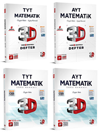 3D Yayınları 2024 Tyt Ayt Matematik Video Destekli Defter + Soru Seti 4 Kitap