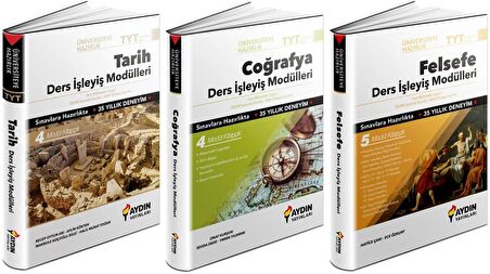 Aydın Tyt Tarih + Coğrafya + Felsefe Ders İşleyiş Seti 3 Kitap 2023