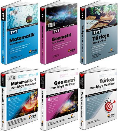 Aydın Tyt Matematik + Geometri + Türkçe Soru + Ders İşleyiş Seti 6 Kitap 2023