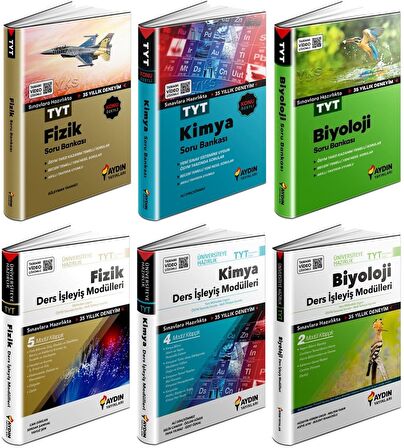 Aydın Tyt Fizik + Kimya + Biyoloji Soru + Ders İşleyiş Seti 6 Kitap 2023
