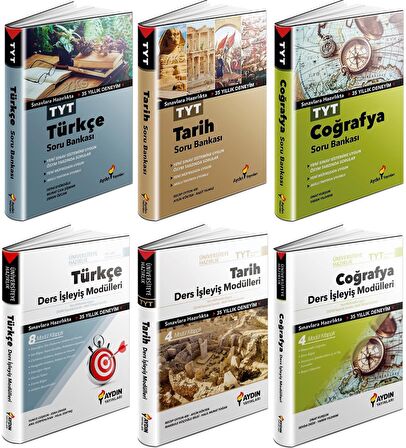 Aydın Tyt Türkçe + Tarih + Coğrafya Soru + Ders İşleyiş Seti 6 Kitap 2023