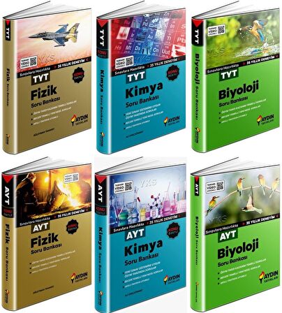Aydın Tyt Ayt Fizik + Kimya + Biyoloji Soru Seti 6 Kitap 2023