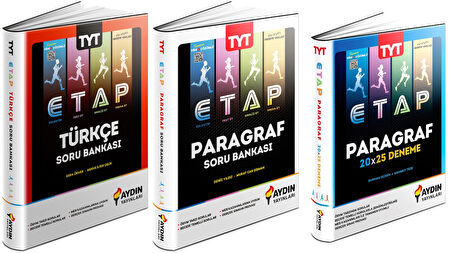 Aydın 2025 Tyt Etap Türkçe Soru + Paragraf Soru + Paragraf Deneme Seti 3 Kitap